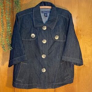Baccini Women's Dark Indigo Jean Jacket Marbled Buttons NWT Size 18/20